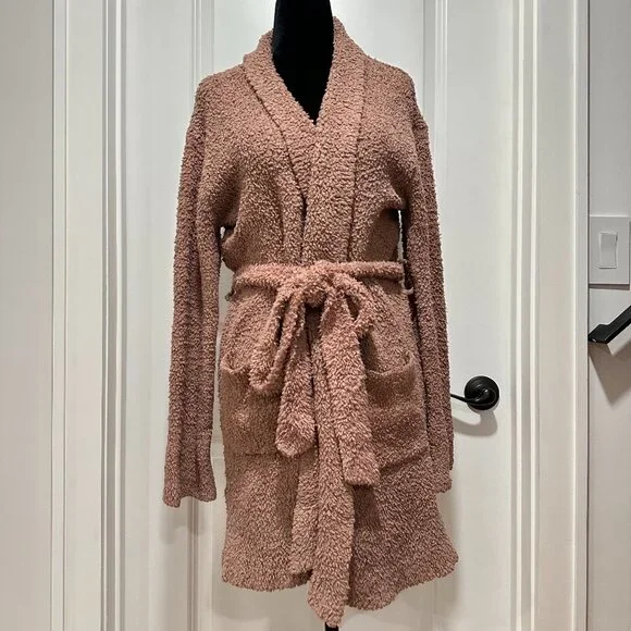 SKIMS Tan Brown Cozy Knit Boucle Short Robe with Belt Size Small/Medium